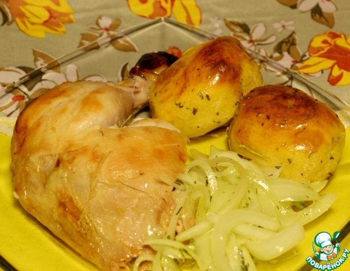 Рецепт: Курица гриль с картофелем в духовке