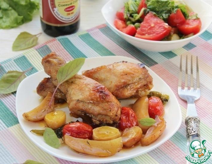Рецепт: Курица с овощами в пикантном маринаде
