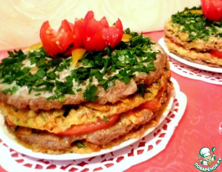 Рецепт: Кабачково-мясные закусочные торты