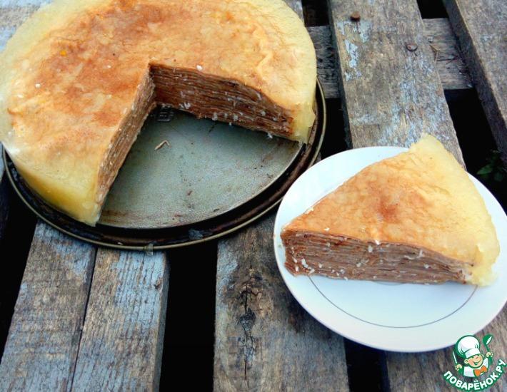 Рецепт: Блинный торт в дынном желе
