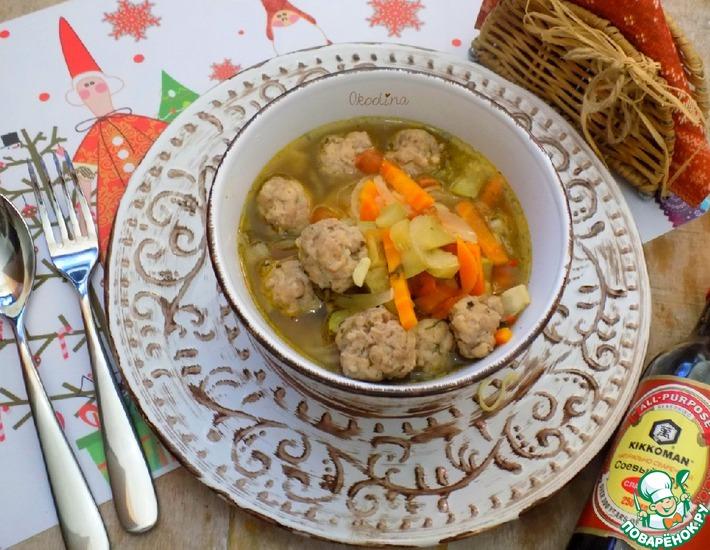 Рецепт: Овощной суп с фрикадельками и лапшой