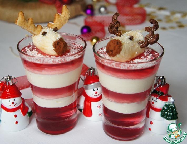 Рецепт: Новогодний десерт Олени в снегу