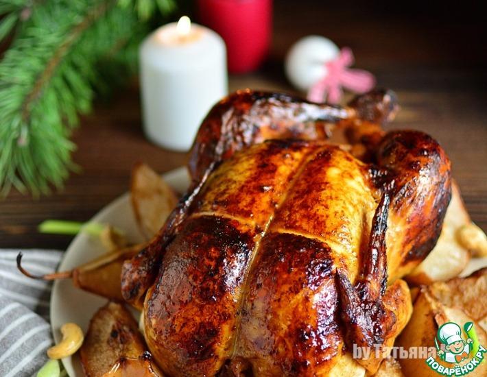 Рецепт: Цыпленок, запеченный с грушами под соусом