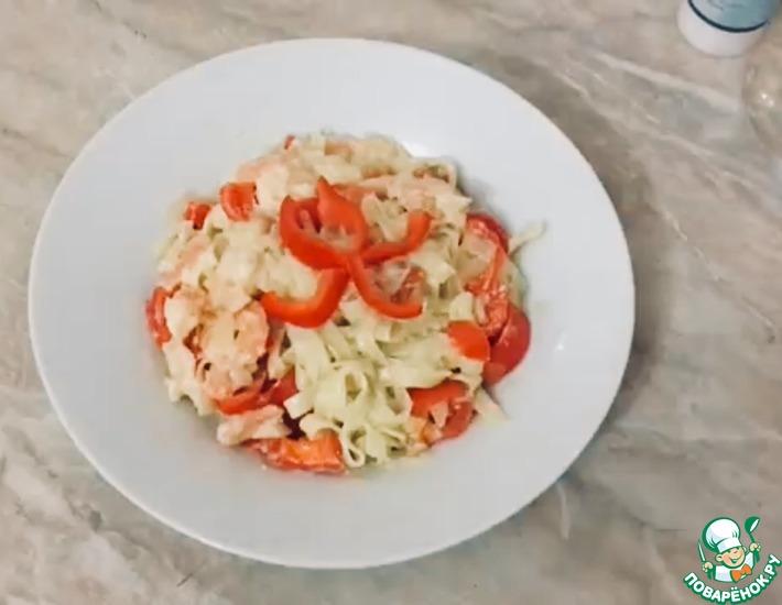 Рецепт: Паста с креветками и болгарским перцем