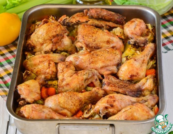 Рецепт: Курица, запеченная с овощами и рисом