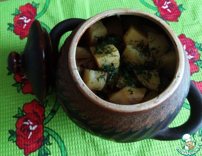 Рецепт: Бараньи ребрышки с картофелем в горшочках