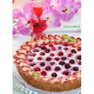 Пирог Валентинки с ягодно-ванильным кремом
