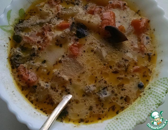 Рецепт: Сливочный суп с грибами и фасолью