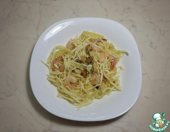 Рецепт: Паста с морепродуктами в сливочном соусе