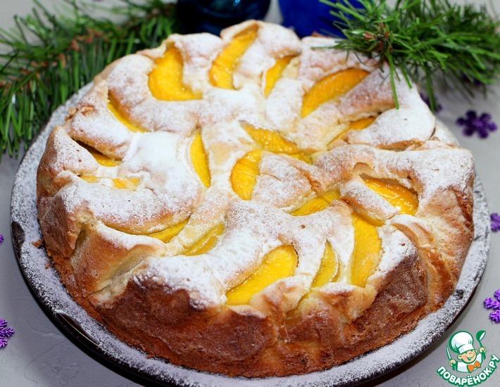 Рецепт: Пирог с персиками Атласный