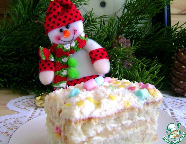 Рецепт: Бисквитно-ликерный торт «Новогодняя елка»