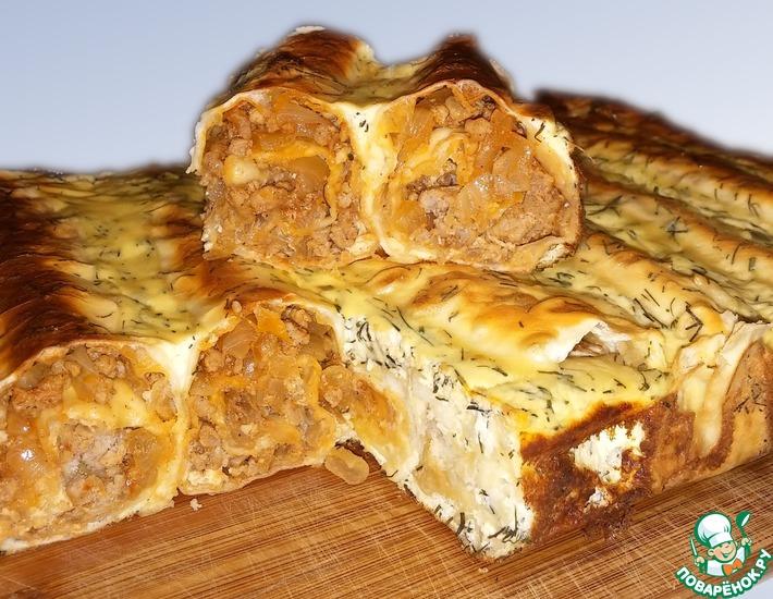 Рецепт: Быстрый мясной пирог из лаваша