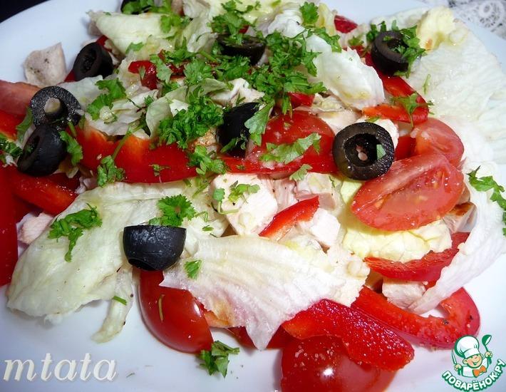 Рецепт: Салат с индейкой и помидорами