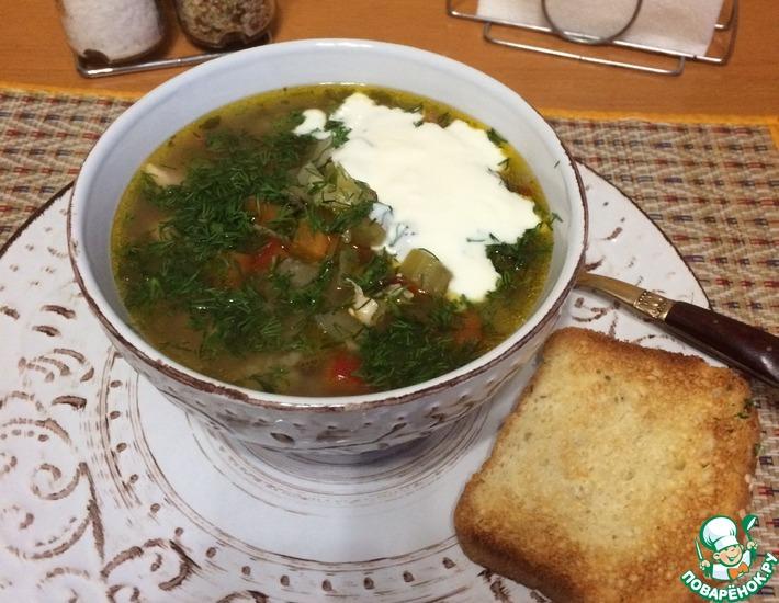 Рецепт: Куриный суп с булгуром и грибами