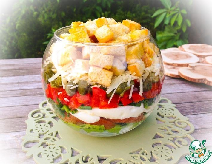 Рецепт: Слоеный салат с крутонами