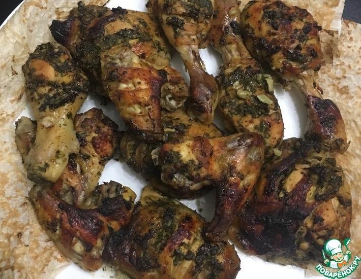 Рецепт: Курица, маринованная с кинзой и мятой
