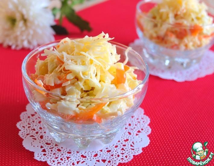 Рецепт: Салат овощной с сыром и яблоком
