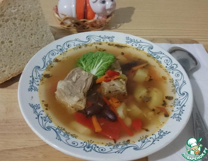 Рецепт: Суп со свининой и фасолью