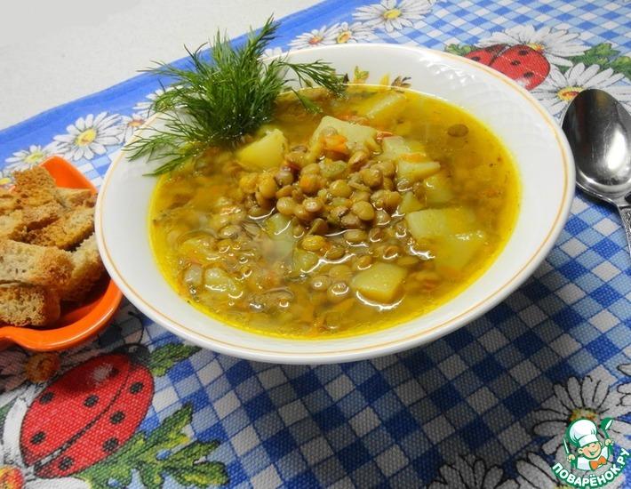 Рецепт: Постный суп с чечевицей в мультиварке