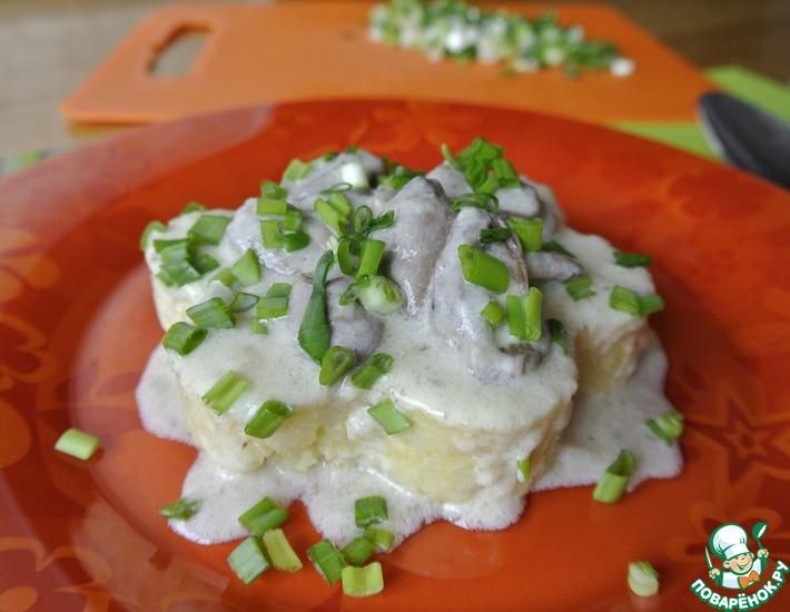 Рецепт: Пшено с куриными сердечками в сливках