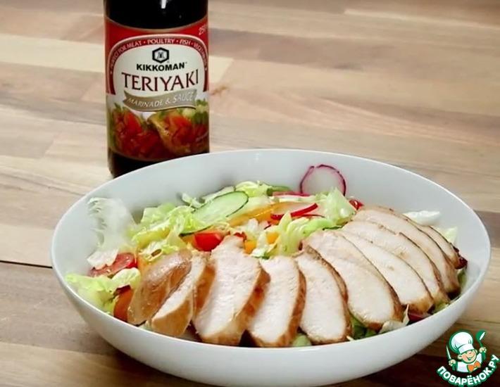 Рецепт: Курица Терияки c разноцветным салатом