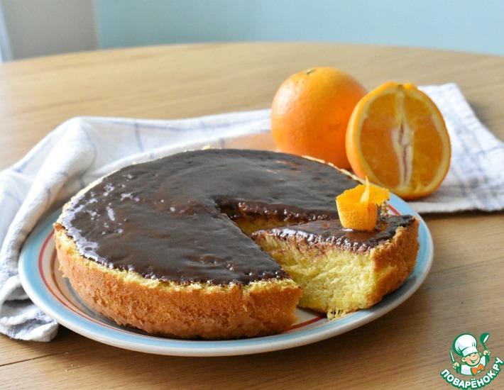 Рецепт: Апельсиновый пирог с шоколадной глазурью