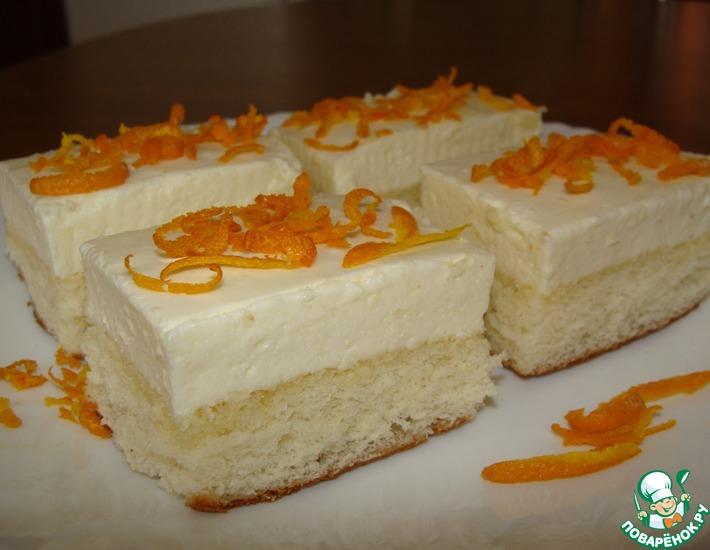 Рецепт: Бисквитное пирожное с апельсиновым суфле