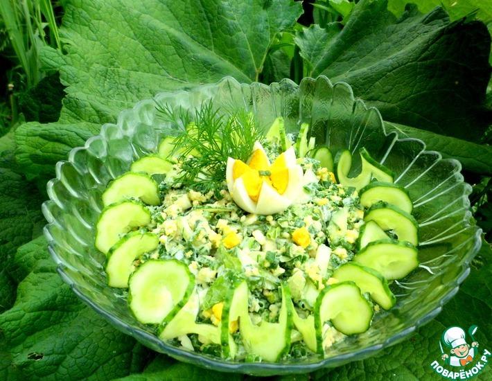 Рецепт: Зелёный дачный салат