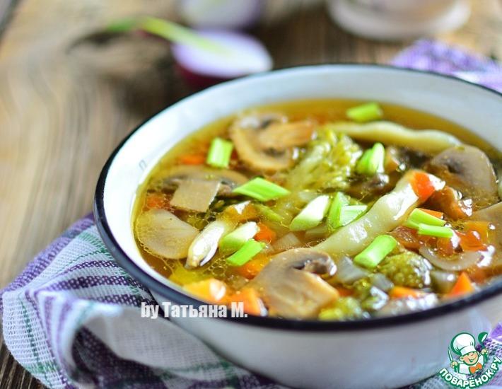 Рецепт: Овощной суп с фасолью и шампиньонами