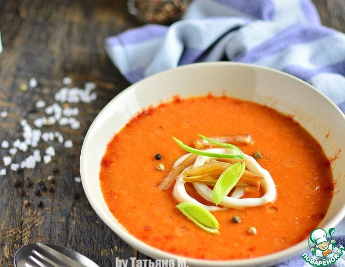 Рецепт: Суп-пюре из запеченных овощей с кальмаром