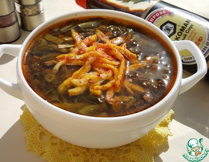 Рецепт: Шпинатный суп с ленивыми фрикадельками