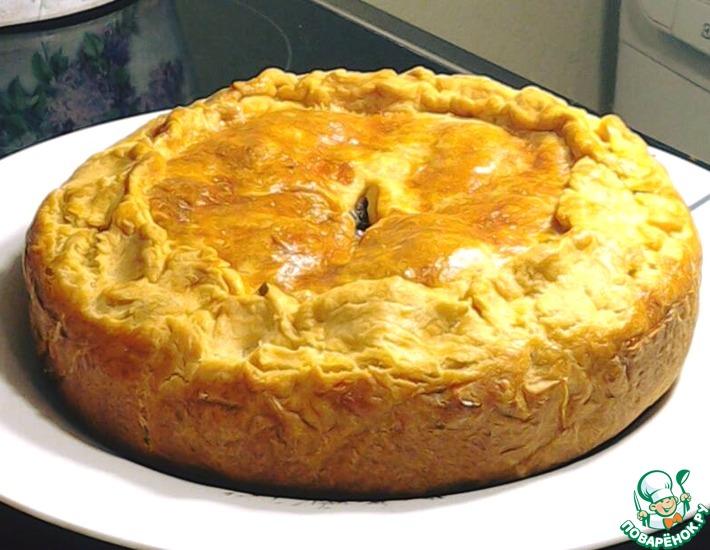 Рецепт: Сочный пирог с мясом и грибами