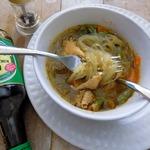 Овощной суп с курицей и фунчозой
