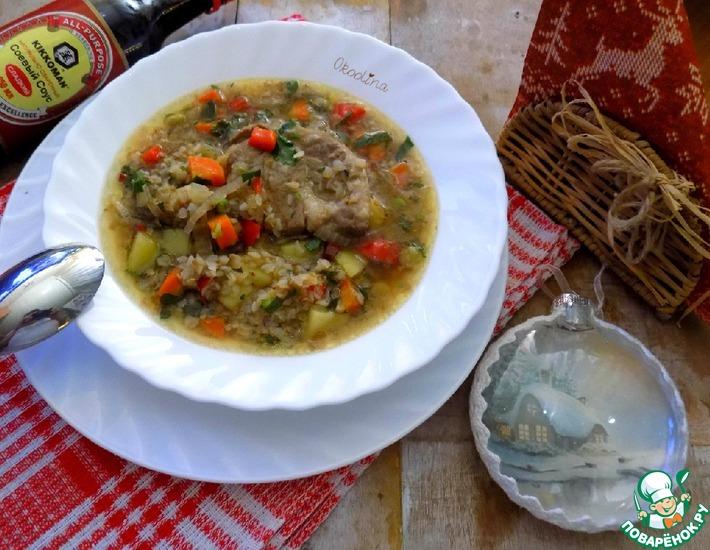 Рецепт: Густой гречневый суп со свининой
