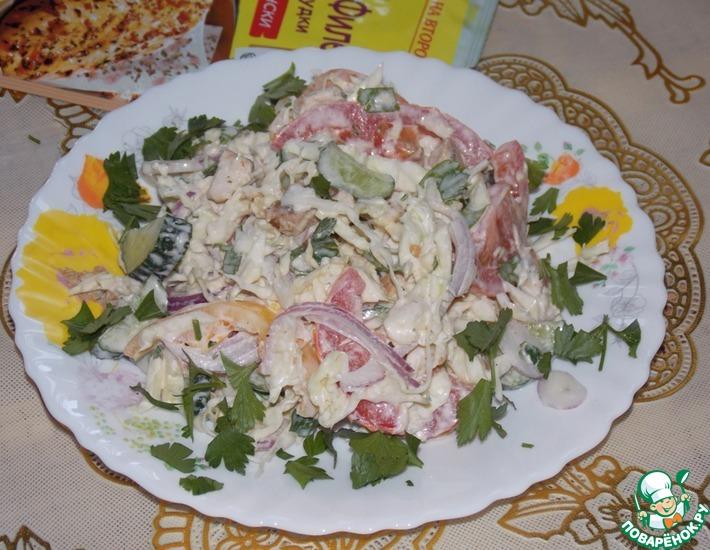 Рецепт: Салат овощной с курицей
