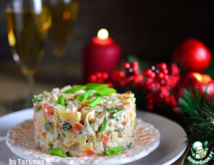 Рецепт: Праздничный салат с курицей и осьминогом