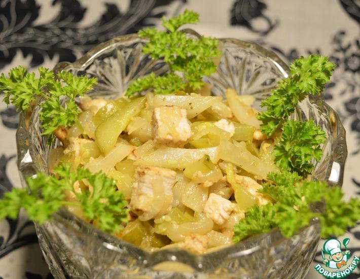 Рецепт: Тёплый салат с топинамбуром и курицей