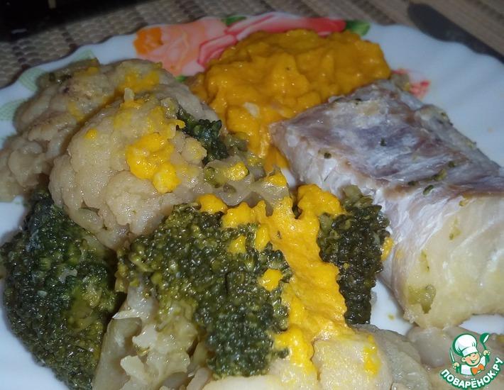 Рецепт: Рыба с овощами и морковным майонезом
