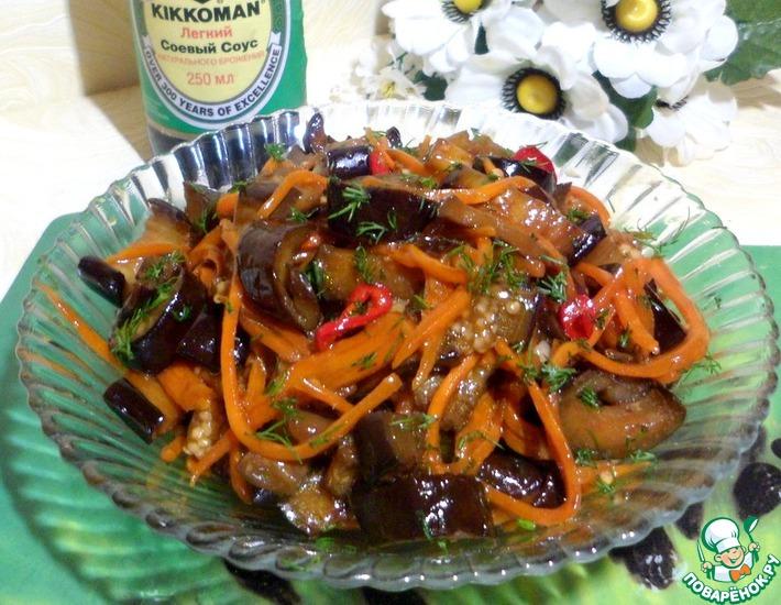 Рецепт: Баклажаны с морковью в соусе