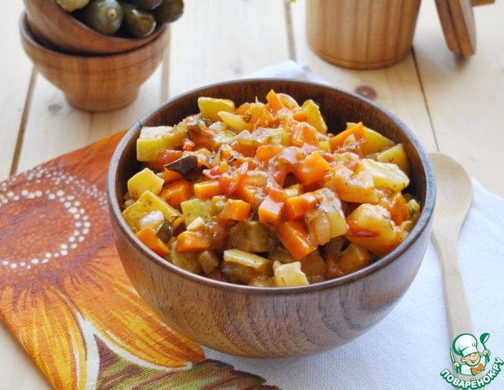 Рецепт: Овощное рагу с маринованными огурцами