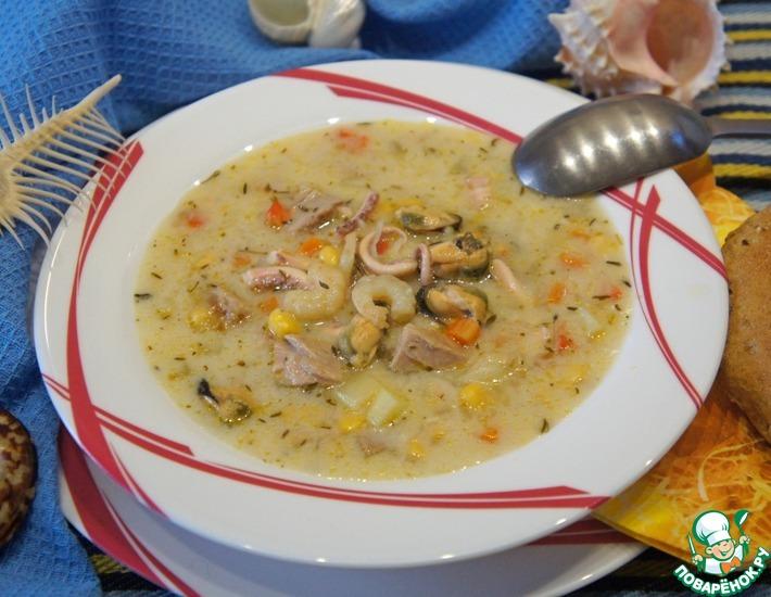 Рецепт: Тихоокеанский суп с морепродуктами и тунцом