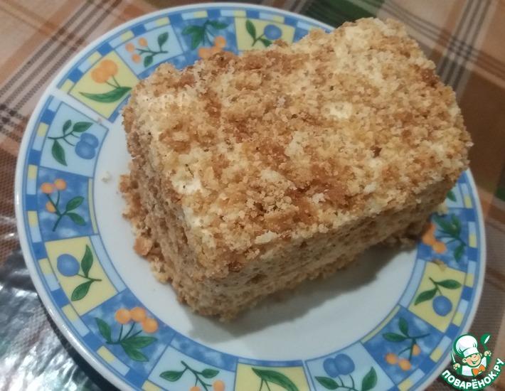 Рецепт: Бисквитное пирожное с кремом из ряженки
