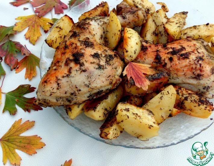 Рецепт: Курица с картофелем в укропном соусе