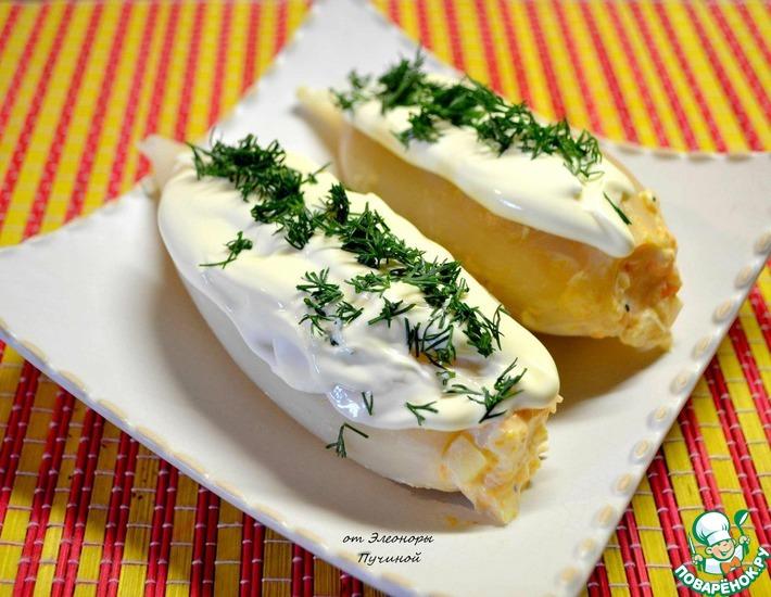 Рецепт: Кальмар, фаршированный ананасом