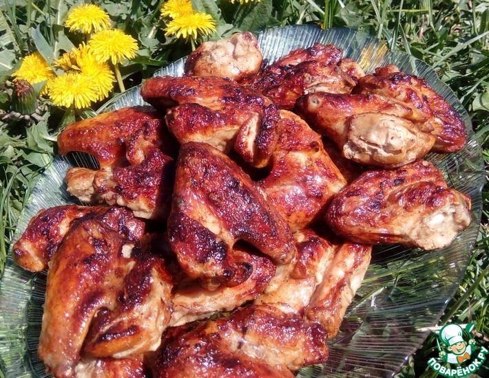 Рецепт: Шашлык из куриных крыльев