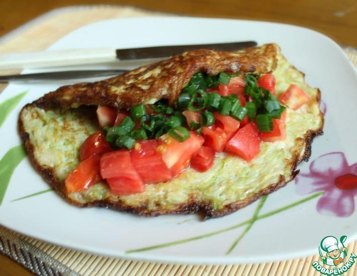 Рецепт: Кабачковый омлет с сыром и помидором