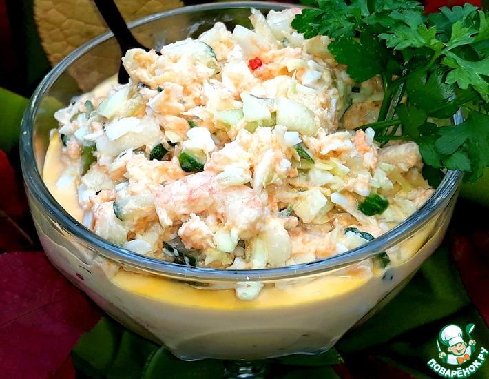 Рецепт: Салат с креветками и белокочанной капустой