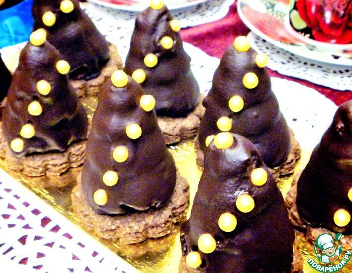 Рецепт: Пирожное Картошка-ёлочка в шоколадной глазури