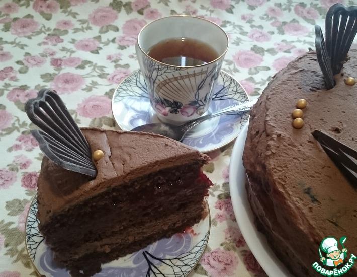 Рецепт: Постный шоколадно-ягодный торт