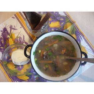 Суп грибной с фасолью и овощами